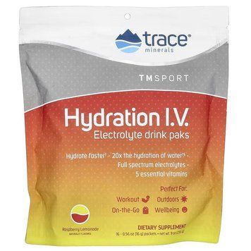 Электролит, малиновый и лимонадный вкус, Electrolyte Drink Paks, Trace Minerals Research, 16 пакетов по 16 г