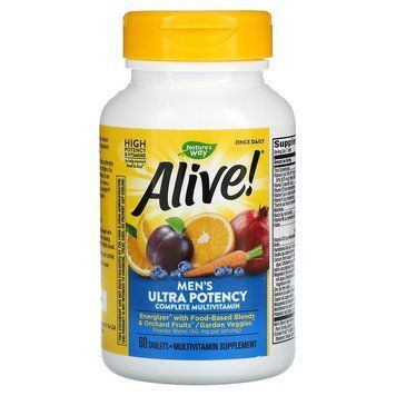 МультиВітаміни для мужчин 50+, Alive! Once Daily, Men's 50+ Multi-Vitamin, Nature's Way, 60 Таблеток