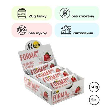 Протеїнові батончики FitWin Forma Bar 12x60 г Strawberry yogurt