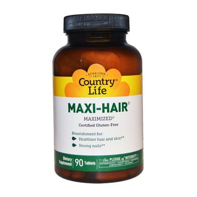 Комплекс для Роста и Укрепления Волос, Maxi-Hair, Country Life, 90 таблеток