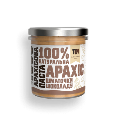 Натуральная арахисовая паста ТОМ 300 г з шматочками шоколаду