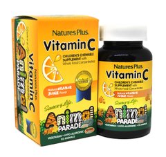 Витамин С для Детей, Вкус Апельсина, Animal Parade, Natures Plus, 90 жевательных таблеток
