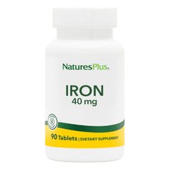 Залізо, 40 мг, Iron, Natures Plus, 90 таблеток