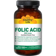 Фолиевая кислота Country Life Folic Acid 800 mcg 100 таблеток