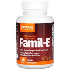 Витамин Е, Семейство витаминов E, Famil-E, Jarrow Formulas, 60 желатиновых капсул