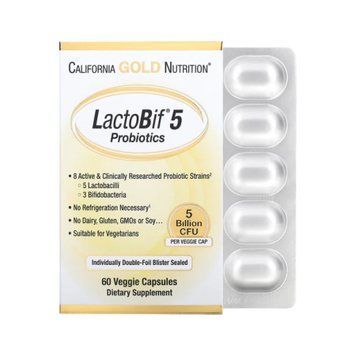 Пробіотики California Gold Nutrition LactoBif 5 Probiotics 60 вег. капсул