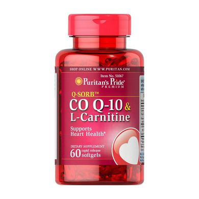 Коензим Q10 з л-карнітин Puritan's Pride CO Q10 & L-Carnitine 60 капс