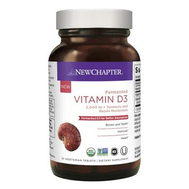 Ферментированный витамин D3, Fermented Vitamin D3, New Chapter, 30 таблеток