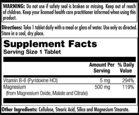 Магній KAL Magnesium Sustained Release Triple Source 500mg 100 таблеток