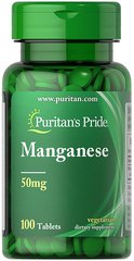 Марганець Puritan's Pride Manganese 50 mg 100 таблеток