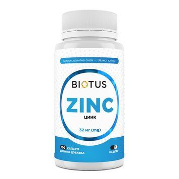 Цинк, Zinc, Biotus, 32 мг, 100 капсул
