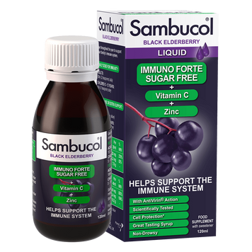 Вітаміни для імунітету Sambucol Immuno Forte Sugar Free + Vitamin C + Zinc Liquid 120 мл