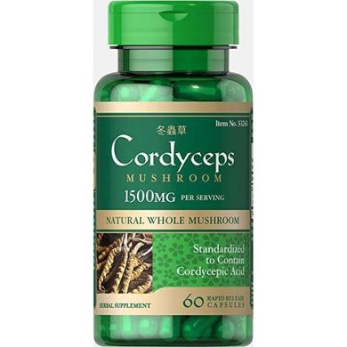 Кордицепс Puritan's Pride Cordyceps Mushroom 750 mg (60 капс)