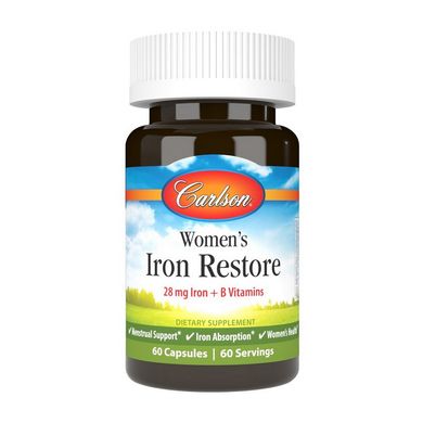 Железо Carlson Labs Women's Iron Restore 28 mg Iron + B Vitamin Carlson Labs 60 капсул