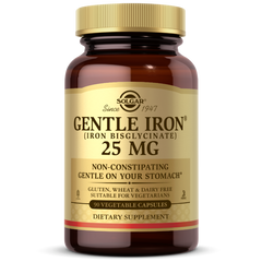 Хелатне залізо, Gentle Iron, Solgar, 25 мг, 90 капсул