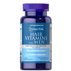 Вітаміни для чоловіків Puritan's Pride Men`s Hair Vitamins 120 капсул