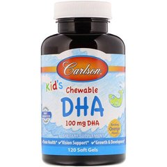 Омега 3 для детей Carlson Labs Kid's Chewable DHA 100 mg 120 капс рыбий жир