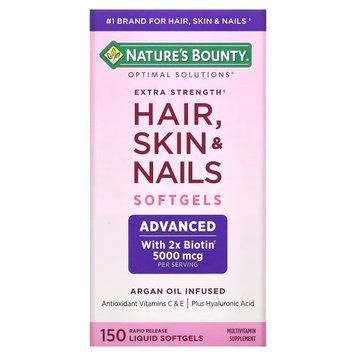 Здоровая сила волос, кожи, ногтей, Extra Strength Hair, Skin & Nails, Nature's Bounty, 150 гелевых капсул