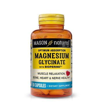 Глицинат магния с биоперином, 240 мг, Magnesium Glycinate with Bioperine, Mason Natural, 60 капсул