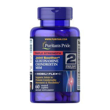 Глюкозамін хондроїтин МСМ Puritan's Pride Triple Strength Glucosamine & Chondroitin with MSM 60 капс