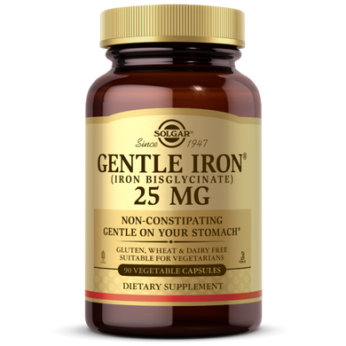 Хелатное железо, Gentle Iron, Solgar, 25 мг, 90 капсул