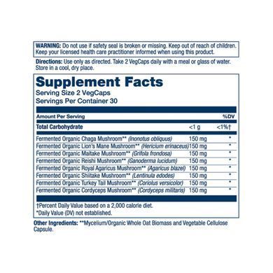 Суміш лікувальних грибів Solaray Org Grown Mushroom Complete 1200mg 60 вег. капсул