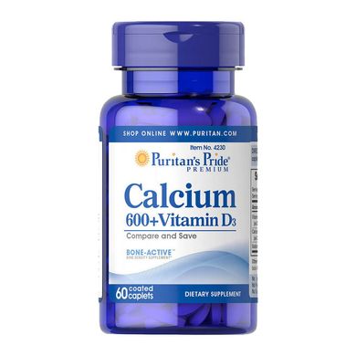 Кальций Д3 Puritan's Pride Calcium 600+ Vitamin D3 60 таб