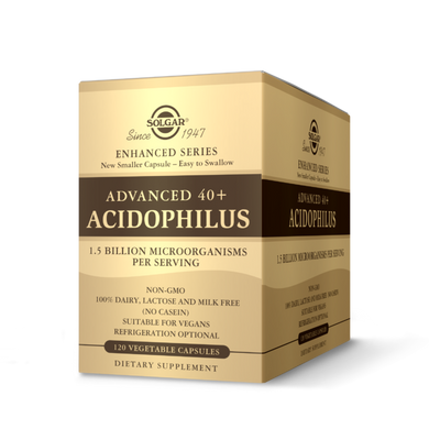 Пребіотики, Advanced 40+ Acidophilus, Solgar, 120 капсул