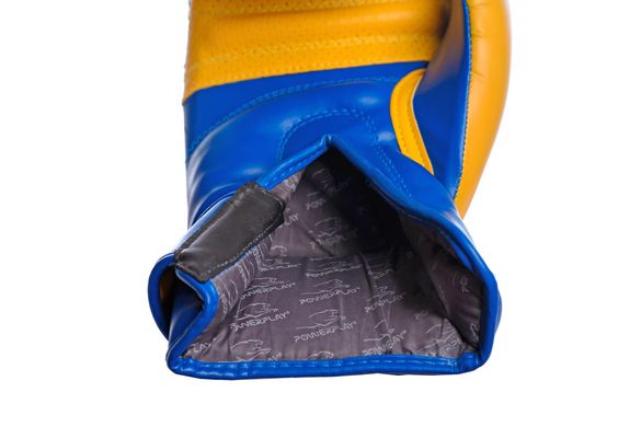 Боксерские перчатки PowerPlay 3021 Ukraine сине-желтые 16 унций