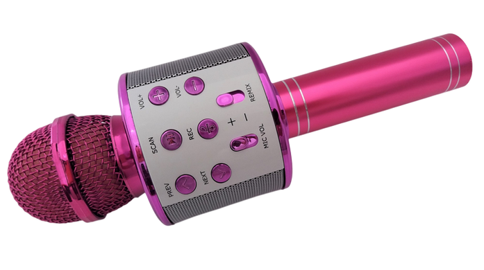 Беспроводной караоке-микрофон Wster WS-858 с Bluetooth и динамиком &mdash; розовый