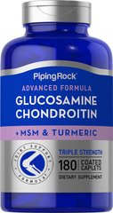 Глюкозамін хондроїтин МСМ Piping Rock Triple Strength Glucosamine Chondroitin MSM Plus Turmeric 180 капає