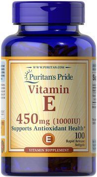 Вітамін Е, Vitamin E, Puritan's Pride, 450 мг (1000 МО), 100 капсул