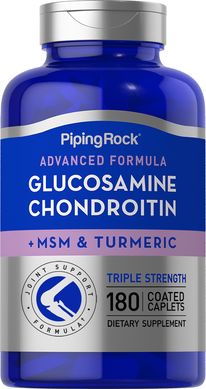 Глюкозамин хондроитин МСМ Piping Rock Triple Strength Glucosamine Chondroitin MSM Plus Turmeric 180 каплет