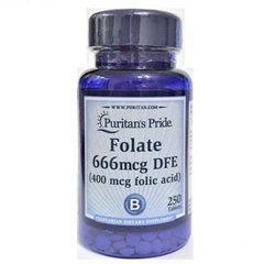 Фолат Puritan's Pride Folate 666mcg DFE (Folic Acid 400 mcg) 250 таблеток