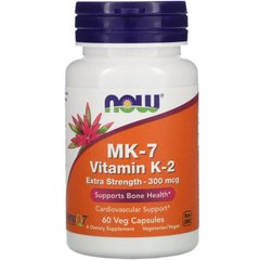 MK-7 Витамин K-2 Now Foods (MK-7 Vitamin K-2 Extra Strength) 300 мкг 60 вегетарианских капсул