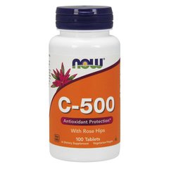 Витамин С Now Foods C-500 with rose hips 100 таблеток