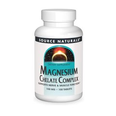 Магній Хелат, 100 мг, Magnesium Chelate Complex, Source Naturals, 100 таблеток