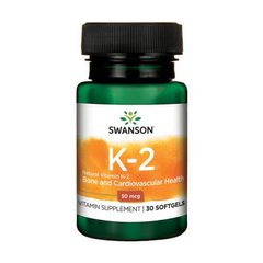 Витамин К 2 Swanson Vitamin K2 50 mcg 30 капсул