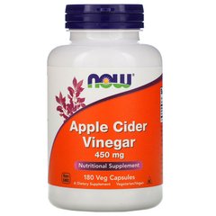 Яблучний оцет Now Foods Apple Cider Vinegar 450 mg 180 капсул
