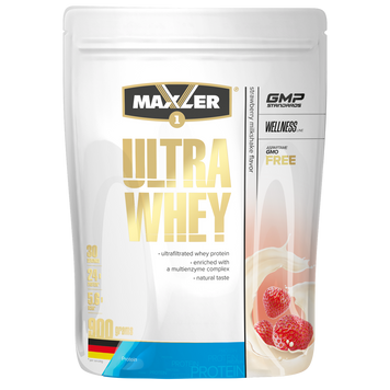Комплексний протеїн Maxler Ultra Whey (900 г) пакет strawberry milkshake