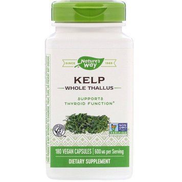 Бурі водорості з йодом, Kelp, Nature's Way, 600 мг, 180 капсул