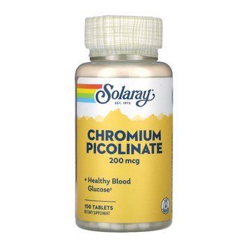 Хром Пиколинат Solaray Chromium Picolinate 200mcg 100 таблеток