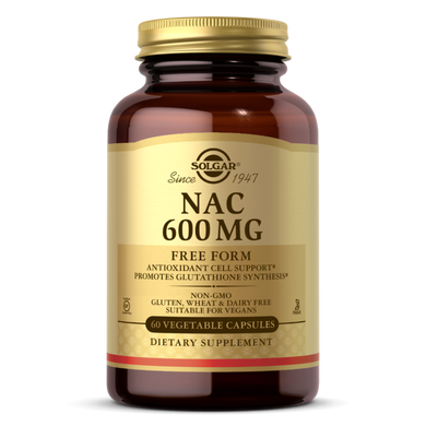 NAC N-Ацетил-L-Цистеин , Solgar, 600 мг, 60 вегетарианских капсул
