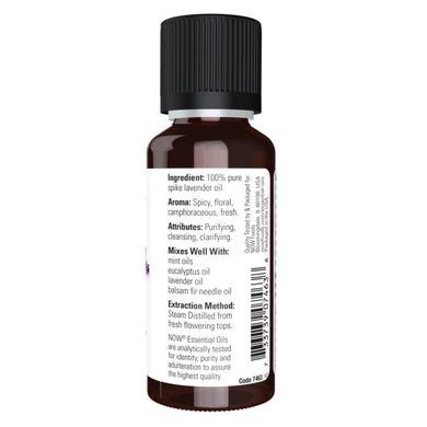 Ефірна олія колосової лаванди Now Foods Spike Lavender Oil 30 мл