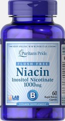 Ниацин Puritan's Pride Niacin 1000 mg Flush Free 60 капсул