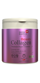 Коллаген, комплекс премиум-класса (I и III тип), BEAUTY COLLAGEN, Swiss Energy, для красивой кожи, волос и ногтей, со вкусом клубники, 240 г
