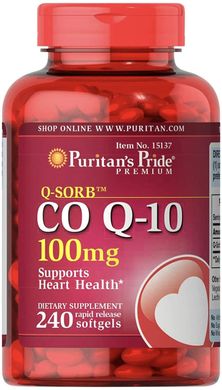 Коэнзим Q10 Puritan's Pride Q-SORB CoQ-10 100 mg 240 капсул