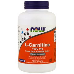 Л-карнитин, L-Carnitine, Now Foods Foods, 1000 мг, 100 таблеток