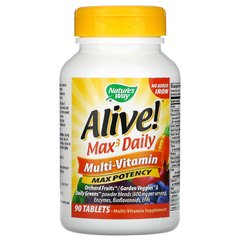 Мультивитамины с железом, Alive! Max3 Daily, Nature's Way, 90 таблеток