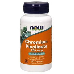 Хром пиколинат Now Foods Chromium Picolinate 200mcg 100veg.caps нау фудс